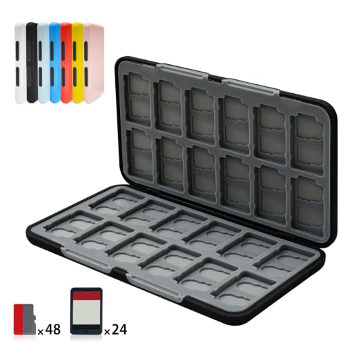 ONETIAOLONG Switch Game Case Holder for Switch 2 & OLED & Lite with 24 Cartridge Slots and 48 Micro SD Card Storage with Magnetic Closure,Protective Hard Shell and Soft Lining for Easy carrying - color: Black, style: 24-slots