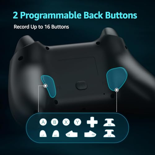 GMVOX Wireless Controller for X-BOX ONE, Gaming Controller with 2 Back Buttons, Remap/Turbo/Dual Vibration Functions,Support 3.5mm Headphone Jack,for X-BOX Series X/S, X-BOX ONE,Black - color: Black