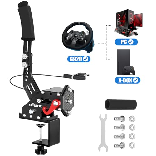 aikeec USB Handbrake Clamp for Xbox G920, PC G25 G27 G29 G920 T300 | USB Sim Racing Handbrake Clamp for PC, compatible with G25/G27/G29/G920; Xbox Series X/S supports G920 only. - color: Black, size: XBOX
