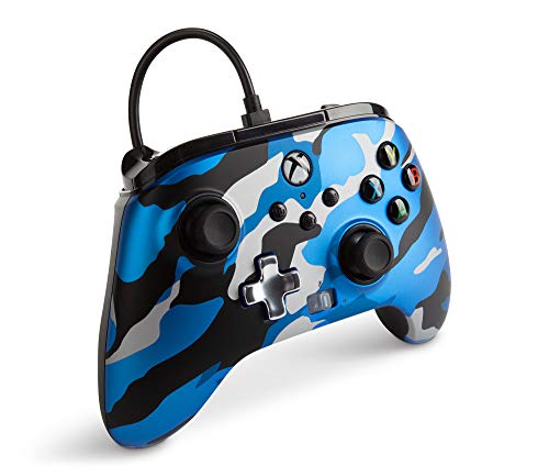 PowerA Enhanced Wired Controller for Xbox Series X|S - Metallic Blue Camo, gamepad, wired video game controller, gaming controller, Officially Licensed for Xbox - color: Metallic Blue Camo