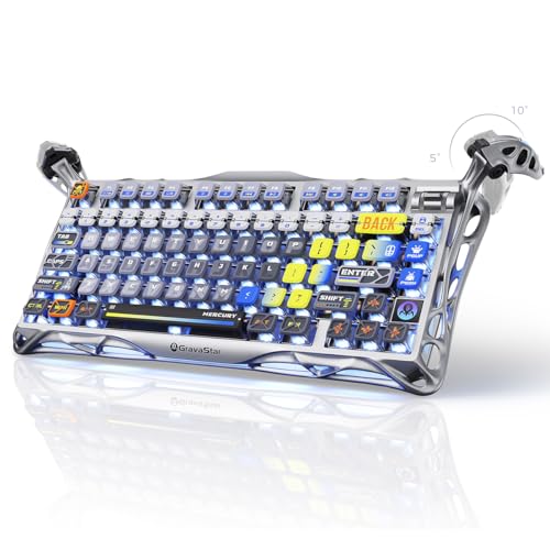 GravaStar Mercury K1 Pro Wireless Mechanical Gaming Keyboard, 75% Layout RGB Custom Keyboard, Hot-Swappable Linear Switches; Aluminum Alloy【Interstellar Silver】 - color: Interstellar Silver