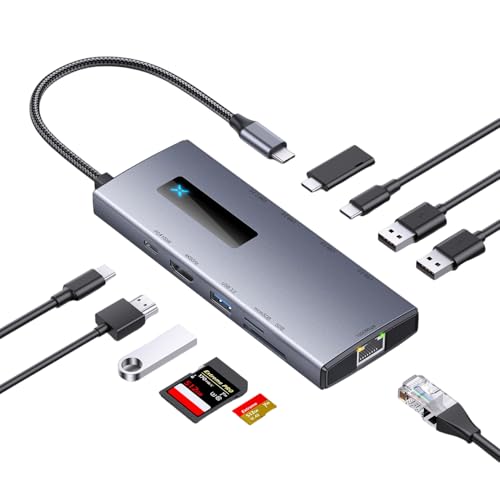 USB C Hub, Laptop Docking Station Monitor, 10 in 1 Type-C Multiport Adapter with HDMI,PD100W, USB A and C 3.0 Ports, SD/Micro SD Card, Ethernet Dock for Mac/Dell/HP/Surface/Steam Deck