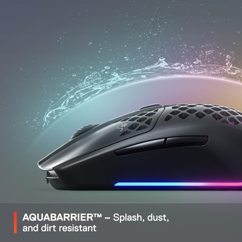SteelSeries Aerox 3 Wireless - Holey RGB Gaming Mouse - Ultra-lightweight Water Resistant Design - 18K DPI TrueMove Air Optical Sensor- Onyx - color: Onyx, style: Gen 1