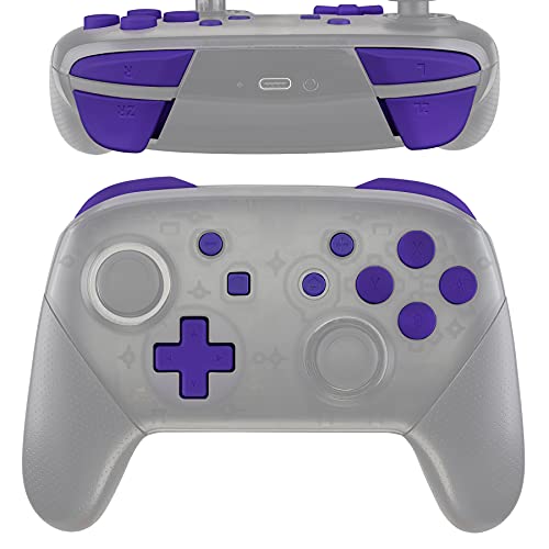 eXtremeRate Purple Repair ABXY D-pad ZR ZL L R Keys for Nintendo Switch Pro Controller, Glossy DIY Replacement Full Set Buttons with Tools for Nintendo Switch Pro - Controller NOT Included - color: Purple