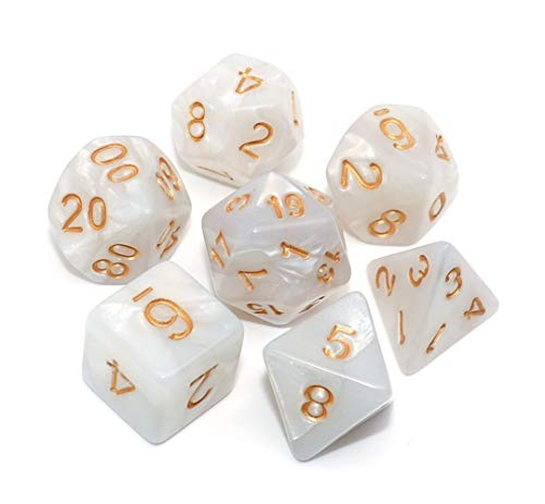 DND Dice Set Pearl White Games Dice for Dungeon and Dragons D&D Pathfinder MTG Role Playing Games RPG Polyhedral Dice - color: Pearl White