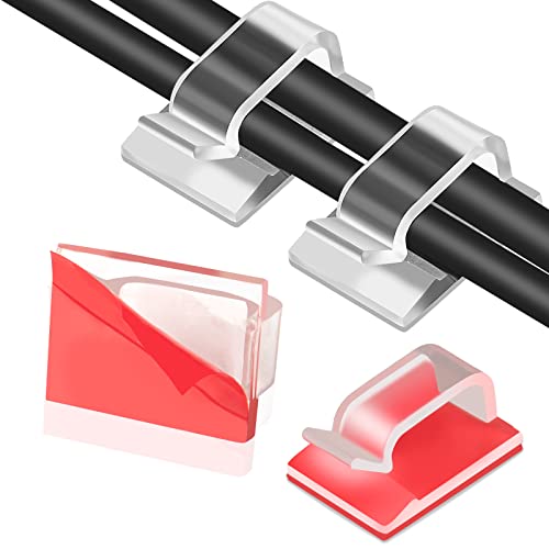 Adhesive Cable Clips Clear (45 PCS, Small), Upgraded Christmas Outdoor Light Clips, Wire Holder Cord Organizer for Cable Management Under Desk - color: Clear, size: Small
