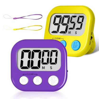 ZILLEEN Classroom Timer for Kids Teachers 2 Pack Digital Timers, Purple & Yellow - color: Purple & Yellow
