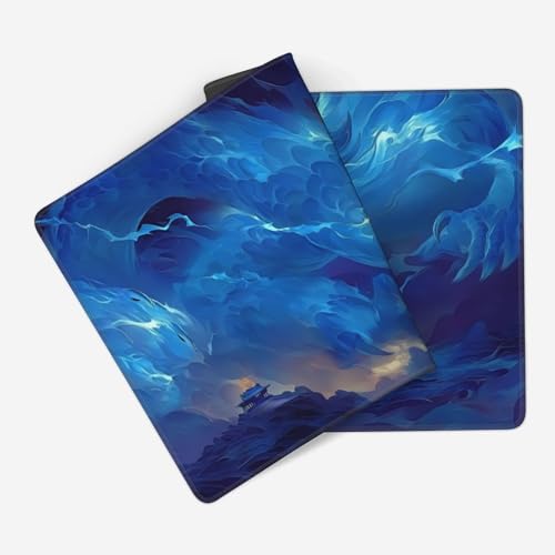 Large Gaming Mouse Pad with Blue Dragon Design, Extended Desk Mat, Non-Slip Rubber Base, 35.4" x 15.7" - color: Blue Dragon
