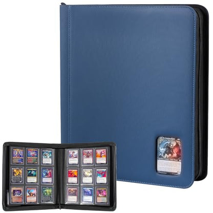 ProCase Top Loader Binder, 9 Pocket Holds 324 Toploaders, Navy | Non-PVC Pockets Waterproof PU Leather Binder for Trading Cards or Sports Cards, Compatible with TCG, MTG in 3"x4" Toploader - color: 5-Navy
