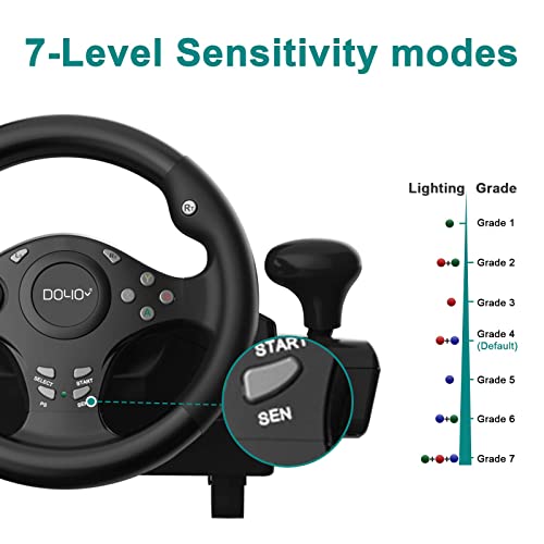 DOYO Steering Wheel with Pedals for PC/Xbox/PS4/Switch – 270° Racing Wheel, Gaming Steering Wheel with Gear Shifter, Dual Vibration, Clamp Mount, Driving Simulator for Sim Racing