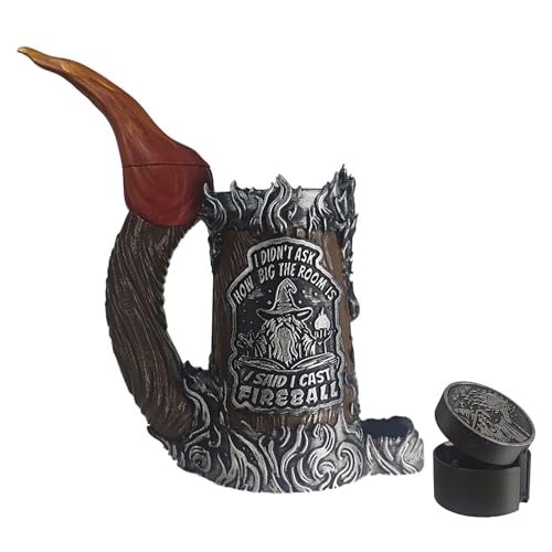 DND Mug Dice Tower Set,DnD Dice Cup with Storage,12/16 Oz Beverage Holder, | DND Accessories for Players, Best Gift for RPG Game lover (Fireball) - color: Fireball-12oz