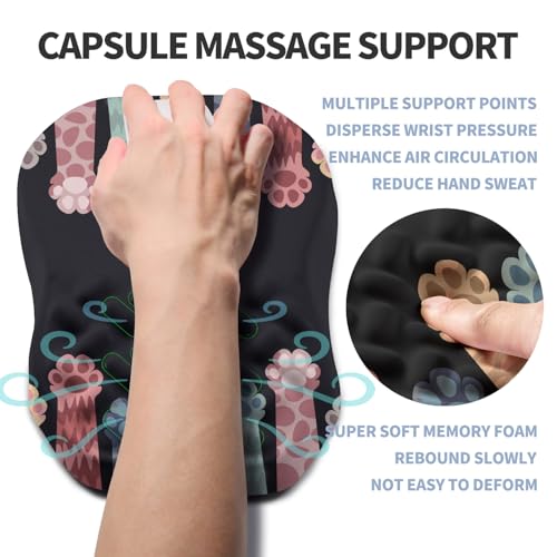 Ergonomic Raised Mouse Pad Wrist Support with Bilateral Slope Memory Foam Mousepad for Wrist Rest and Carpal Tunnel Pain Relief 11.8x7.9〃Cat Claws - color: Cat Claws