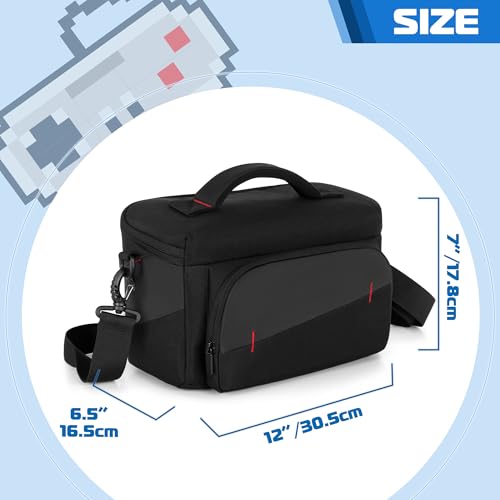 LUXJA Carrying Case Compatible with Nintendo Switch & Steam Deck, Black | Multiple Pockets Shoulder Bag for PlayStation Portal, ROG ally, Console Dock, Joy-Cons, Game Cards and More Accessories