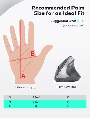 Nulea MD280 Ergonomic Vertical Wireless Mouse - Bluetooth & 2.4G Dual Mode, 4 Adjustable DPI 800/1200/1600/2400, Rechargeable, Silent Clicks, No Lag, 6 Buttons - Perfect for Laptop, Desktop Grey - color: Grey