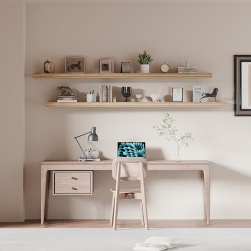 72 inch Long Floating Shelves for Wall,Solid Wood Long Wall Shelves Set of 2,Brwon Wooden Wall Mounted Shelf,Wall Bookshelf Bathroom Shelves - color: Brown, size: 72 Inch set of 2