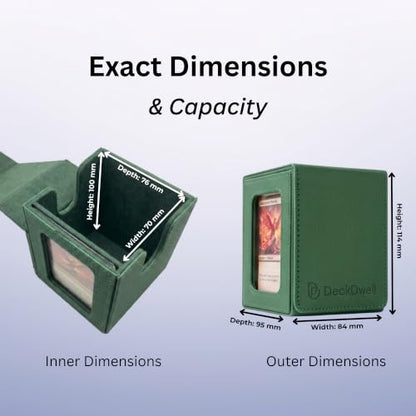 Commander Deck Box MTG 100 Card Holder with Display Window Green | PU leather, 4 N52 magnets, fits 100 double-sleeved cards, display window, durable, portable, secure closure - color: Green, size: 110+