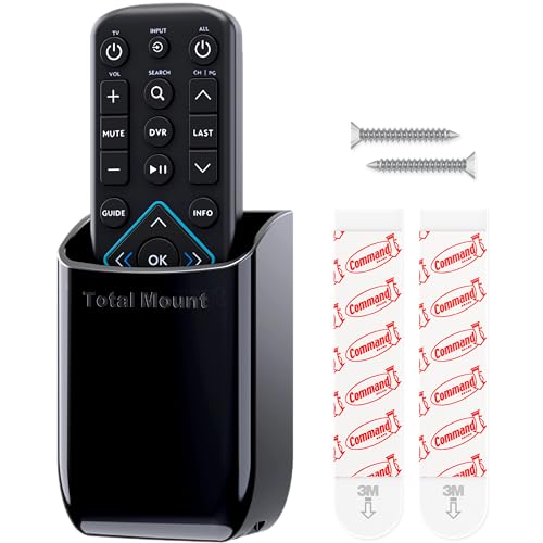 TotalMount Hole-Free Remote Control Holder – Eliminates Need to Drill Holes in Your Wall (Black, Quantity 1) - color: Black