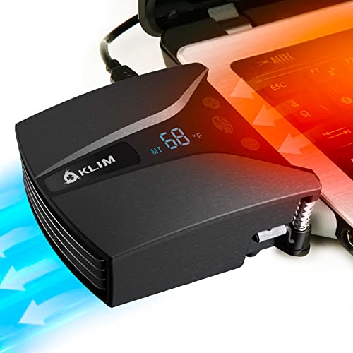 KLIM Tempest Laptop Cooler with Vacuum Fan - New - Gaming Laptop Fan with Display - Temperature Detection + Automatic/Manual Mode - 4000 RPM - Portable - Compatible with Laptop Cooling Pads | Automatic Temperature Detection, Thirteen Speed Levels, Accesso