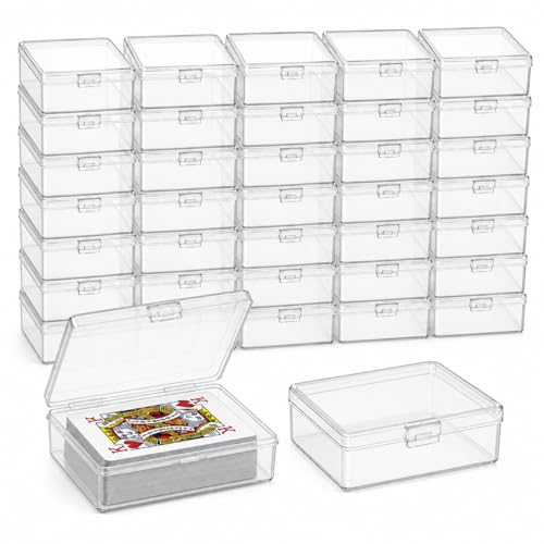 30 Pack Card Storage Box, Clear Plastic Playing Card Case, 1.2mm Thick Snap-Tight Deck Boxes for Sleeved Trading Cards, Business Cards, Game Cards, 3.8 x 2.7 x 0.94 in - color: 30PCS - 3.8x2.7x0.94 Inch