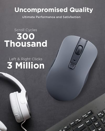 Lenovo Bluetooth Silent Mouse (WL300) - 5 Button Computer Mouse with Silent Left & Right Click – Sculpted Grip, Microsoft Swift Pair, Up to 1600 DPI (Grey) - color: WL300 Grey