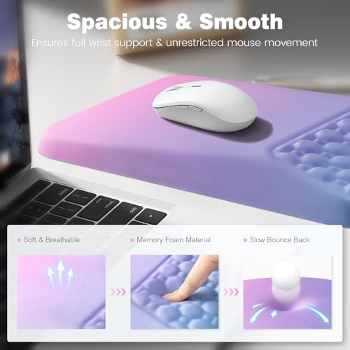 Ospelelf Mouse Pad with Wrist Rest Ergonomic Comfortable Pain Relief Mousepad Wrist Support for Computer Purple - color: Purple