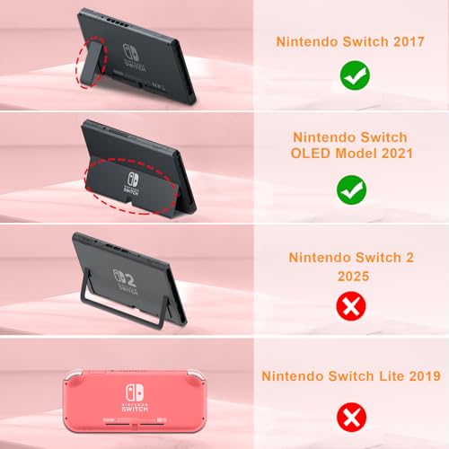 FINTIE Carrying Case for Nintendo Switch OLED Model 2021/Switch 2017, [Shockproof] Hard Shell Protective Cover Travel Bag with 10 Game Card Slots & Inner Pocket - color: glittering pink
