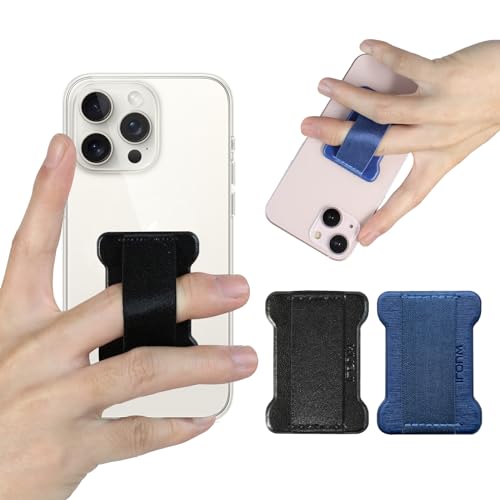 Universal Phone Grip for Smartphones - Phone Holder for Hand for Back of Phone - Wireless Charging Compatible (Black Blue) - 2Pack - color: Black Blue