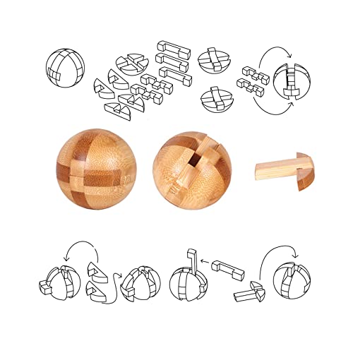VolksRose 12pcs Wooden Brain Teaser Puzzles, IQ Challenge Puzzle Games, Logic Smart Mind Puzzle Box Lock Toy Removing Assembling 3D Small Puzzle Gift Set for Adults Teenagers Kids, 1.8inch 4.5cm - color: A-12pcs-4.6cm
