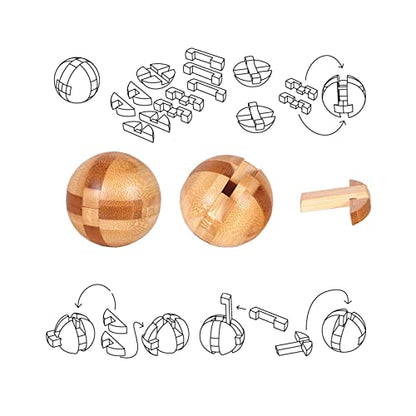 VolksRose 12pcs Wooden Brain Teaser Puzzles, IQ Challenge Puzzle Games, Logic Smart Mind Puzzle Box Lock Toy Removing Assembling 3D Small Puzzle Gift Set for Adults Teenagers Kids, 1.8inch 4.5cm - color: A-12pcs-4.6cm