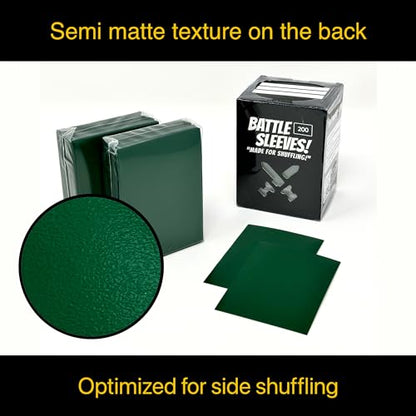 Battle Sleeves! Semi Matte for Standard Sized Trading Cards | Super Easy to Shuffle! | 200 Count | Green - color: Green
