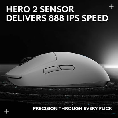Logitech G PRO 2 Lightspeed Ambidextrous Wireless Gaming Mouse - White | Symmetrical design, <4 customizable magnetic side buttons, USB-C charging, PowerPlay Wireless Charging Supported, For PC/Mac - color: White