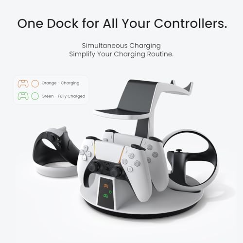 KIWI design D2 3-in-1 Controller Charging Station for PSVR2 and PS5 | VR Display Stand, LED-Charging Indicator