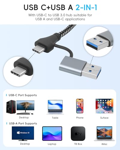 USB Hub for Laptop, USB 3.0 Splitter USB C Hub Extender Multiple USB Port Hub for Laptop, PC, Mouse, Keyboard, USB C Splitter with 4 USB 3.0 Port - style: USB 3.0 Hub