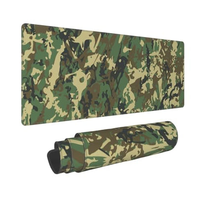 Gaming Mouse Pad, Large Green Camouflage Mousepad Laptop, Extended Camo Mouse Mat, Long XL Waterproof Keyboard Pads, Big Non-Slip Mousepads for Game Office Home, 31.5 x 11.8 in - color: Green Camouflage