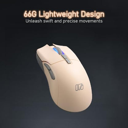 iRocks M31R Wireless Gaming Mouse, Triple Mode 2.4G/ Bluetooth/USB-C Detachable Cable Gaming Mouse, Kailh GM8.0 Switches, Advanced PixArt PAW3395 Optical Sensor, Up to 26,000 DPI - Beige - color: Beige