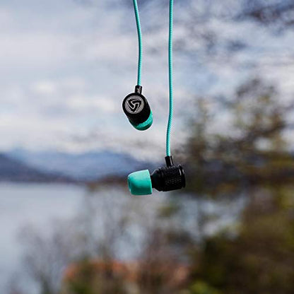 LUDOS Ultra Wired Earbuds in-Ear Headphones, 5 Years Warranty, Earphones with Mic, Noise Isolating Ear Buds, Memory Foam for iPhone, Samsung, School Students, Kids, Women, Small Ears - Turquoise - color: Turquoise, style: 3.5 mm