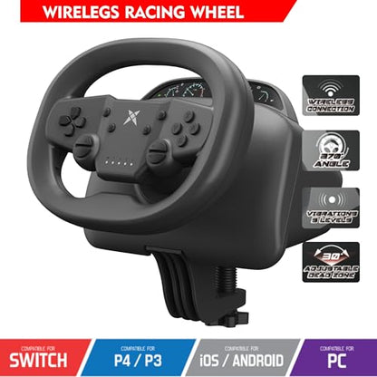 DOYO Gaming Steering Wheel with Pedals, 270 Degree Racing Wheel with Dual-Vibration Motors, Wireless Steering Wheel for PS4, PC, Nintendo Switch, PS3, IOS, Android Racing Games