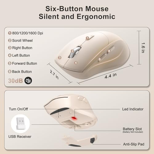Wireless Keyboard and Mouse Combo, 2.4G Ergonomic Wave Keys(Milk Tea-A) | Full Size Ergonomic Keyboard with Wrist Rest, Phone Holder, 3-Level DPI Silent Mouse with 6-Buttons,for Windows/Mac OS/Laptop - color: Milk Tea-A