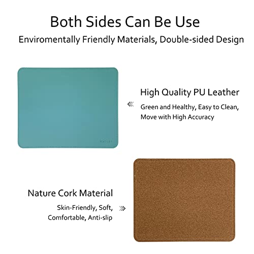 MelVan PU Leather Mouse Pad with Stitched Edge, Wood Mousepad, Waterproof Gaming Mouse Pad Mat for Computers, Laptop, Office & Home, 10.2" x 8.3", 1 Pack (Azury) - color: Azury