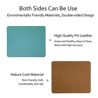 MelVan PU Leather Mouse Pad with Stitched Edge, Wood Mousepad, Waterproof Gaming Mouse Pad Mat for Computers, Laptop, Office & Home, 10.2" x 8.3", 1 Pack (Azury) - color: Azury