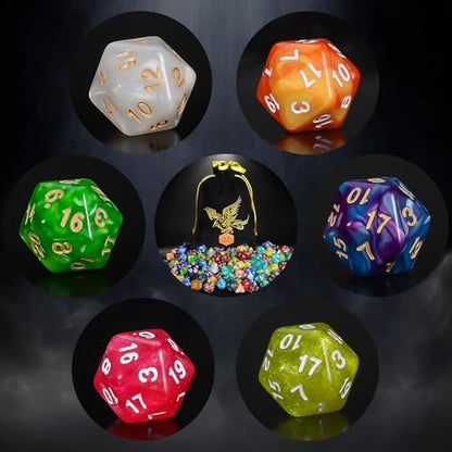 QMay DND Dice Set -25x7 (175pcs) Polyhedral Dice Compatible with Dungeons and Dragons D&D RPG MTG Table Games.25 Sets of 7 dice and a dice Bag - color: 25 Sets-175pcs