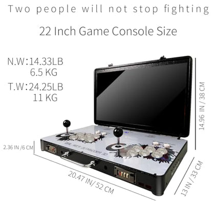 Portable 20000 in 1 Metal Box 3D Arcade Game Console, 22 inch Screen Retro Electronic Game Console, with Search/Hide/Save/Load/Pause Functions