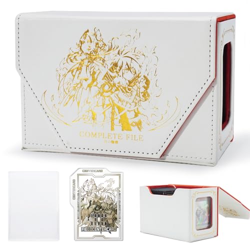 STORY OF WHITE Laser Card Deck Box | YGO MTG Organizer Holds 220+ Double Sleeved Card Storage Trading Games Leather Display Windows with magnetic cardholder - color: White gold