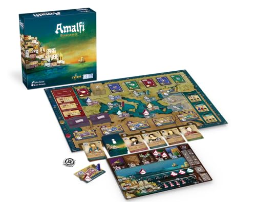 R&R Games: Amalfi Renaissance - Board Game, Ship & Lighthouse Placement Game, Navigate, Discover & Acquire, Ages 14+, 1-4 Players, 90-120 Min