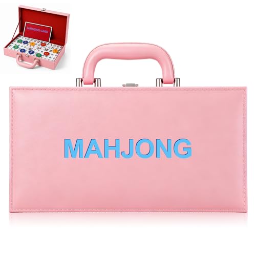Empty Mahjong Case 12.7" x 6.7" x 3.1" Mah Jong Tile Protective Box (Mahj Case Only) Rectangle Storage for 1.2" Tile Portable Mahjong Holder Box for Game Party Travel Gathering(Pink) - color: Pink