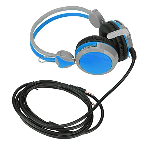 Noise Cancelling Gaming Headphones Clear Sound and Microphone for Computer Players (Blue) - color: Blue