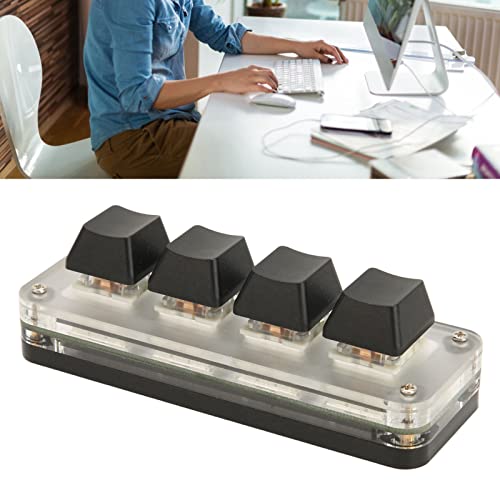 4 Keys Mini Keypad One Handed Mechanical Gaming Keyboard, Multifunctional Shortcut DIY Programmable Macro Keyboard, RGB Backlight, Plug and Play, OSU Gaming Keyboard for Office, Game, Music, etc.