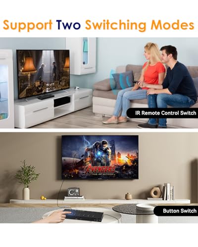 2-in-1 HDMI & AV Switcher – Play PS5 & Retro Games on 1 TV, 3 HDMI 2.0 (4K HDR) + 2 RCA Inputs – Supports Xbox Series X/Switch/Wii/PS2/N64 – HDCP 2.2, 3D, 4:3/16:9 Toggle - size: 3 Port HDMI Switch & 2 AV Inputs
