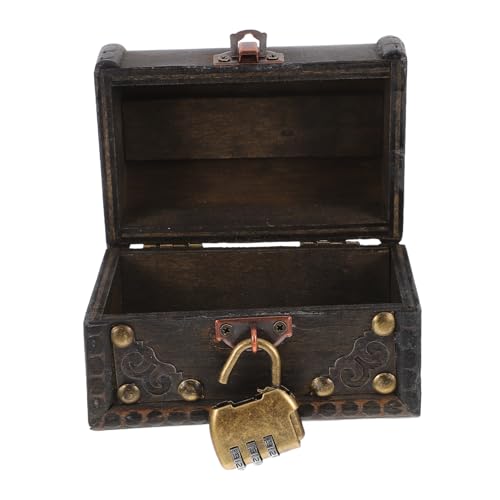 Vintage Wooden Storage Chest with Lock Decorative Treasure Box for Jewelry and Trinkets Functional Organizer for Home Decor and Escape Room Accessories