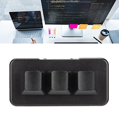 GOWENIC USB Mini 3Keys Keyboard, Cut Copy Paste Macro Pad Keyboard, Programmable OSU Keypad with RGB Led, One Handed Mechanical Gaming Keyboard (Black) - color: Black